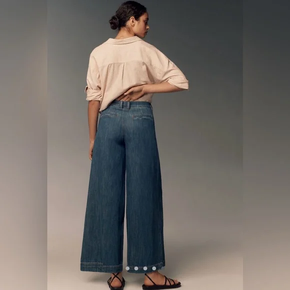 Anthropologie Pilcro Seamed Flounce high rise wide leg jeans - Picture 2 of 12